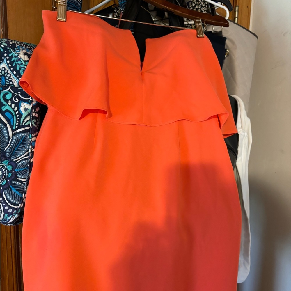 BCBG strapless bridesmaid dress. Tangerine.worn once in a wedding